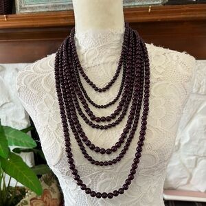 Charming Charlie Elegant Purple Multi Strand Beaded Necklace